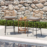 Tangkula Patio Swivel Barstools, Wicker Bar Height Chairs w/Soft Seat Cushions