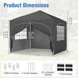 Tangkula 10x10Ft Pop up Canopy with 4 Sidewalls
