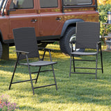 Tangkula Outdoor Folding Chairs Set of 2/4 Patio PE Wicker Dining Chairs