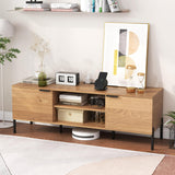 Tangkula 2-Door TV Stand with Charging Station for TVs up to 65”