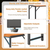 Tangkula 3 Pieces Patio Dining Set for 6 People, Outdoor Picnic Table & 2 Benches, 53” Acacia Wood Dining Table