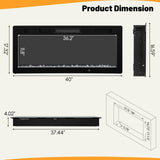 Tangkula 40 Inch Linear Electric Fireplace, Recessed & Wall-Mounted Fireplace Heater with Multi-Color Flame