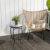 Tangkula Outdoor Side Table, 14" Mosaic Plant Stand, Round Accent Table