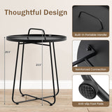 Tangkula Outdoor Side Table with Handle, 18" Round Small Coffee Accent Table for Indoor & Outdoor