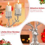 Tangkula Reindeer Candle Holder, Deer Christmas Ornament for 4 Candles, Aluminum Table Christmas Decoration for Tealight