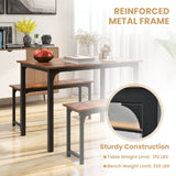 Tangkula 3-Piece Dining Table Set with Bench