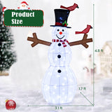 Tangkula 4.8 FT Christmas Lighted Snowman with Red Birds, Indoor/Outdoor Pre-Lit Xmas Snowman with 120 LED Lights