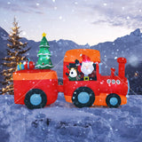 Tangkula 8.6 FT Lighted Christmas Inflatable Santa Claus on Train with Deer & Christmas Tree