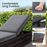 Tangkula Outdoor Chaise Lounge, Patio Wicker Lounge Chair w/ 4-Level Backrest, Heavy-Duty Metal Frame