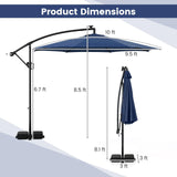 Tangkula 10 FT Solar Cantilever Patio Umbrella with Base
