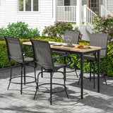Tangkula Outdoor Swivel Bar Stools, Bar Height Tall Patio Chairs with Armrests & High Back