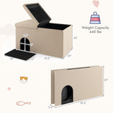 Tangkula Cat Litter Box Enclosure, Hidden Litter Box Furniture Ottoman with Urine Proof Litter Mat