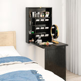 Tangkula Foldable Wall Mounted Desk, Floating Desk with Storage Shelves & Hooks