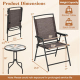 Tangkula 3 Piece Outdoor Bistro Set(Simple Backrest)