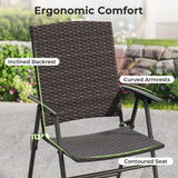 Tangkula Outdoor Folding Chairs Set of 2/4 Patio PE Wicker Dining Chairs