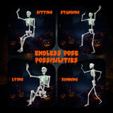 Tangkula Poseable Halloween Skeleton with Pumpkin Head