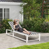 Tangkula Adjustable Patio Lounge Chair with Wheels, Outdoor Chaise Lounge with Breathable Fabric and Sturdy Metal Frame