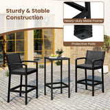 Tangkula 3 Pieces Patio Bar Set for Garden