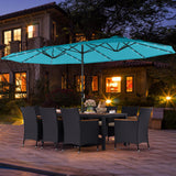 Tangkula 11 Pieces Patio Dining Set with Double-Sided Led Patio Umbrella (Base Included)