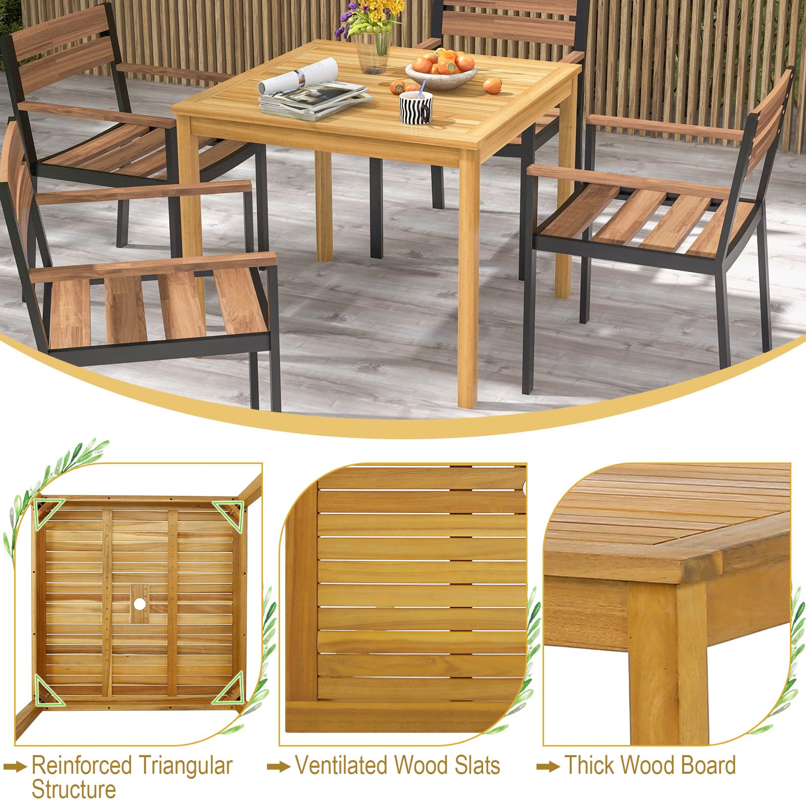Square Outdoor Dining Table - Tangkula