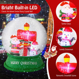 Tangkula 4.2 FT Christmas Inflatable Santa Snow Globe, Light Up Crystal Ball with Santa, Snowman & Road Sign