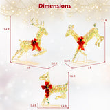 Tangkula 3-Piece Outdoor Christmas Lighted Reindeer Family Set, Light up Xmas Deer Decorations ( 3.4 FT+3.1 FT+1.6 FT )