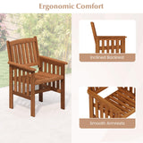 Tangkula Patio Chairs Set of 2/4 Outdoor Solid Wood Chairs with Slatted Seat and Inclined Backrest