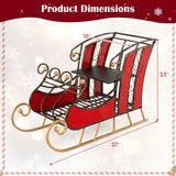 Tangkula Metal Christmas Santa Sleigh Basket, Xmas Festival Holiday Decorative Santa’s Sleigh with 2-Tier Storage Shelf