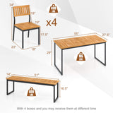 Tangkula 6 Pieces Outdoor Acacia Wood Dining Set