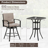 Tangkula 3 Pieces Patio Swivel Bar Set