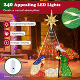 Tangkula 6 FT Christmas Lighted Nativity Scene Set, Pre-Lit Xmas Scene with 240 LED Lights