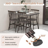 Tangkula Dining Table Set for 4, Kitchen Table and Chairs Set of 4 w/Metal Frame, 360° Swivel Feet