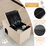 Tangkula Cat Litter Box Enclosure, Hidden Litter Box Furniture Ottoman with Urine Proof Litter Mat