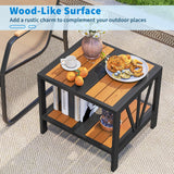 Tangkula Outdoor Side Table with 1.57” Umbrella Hole