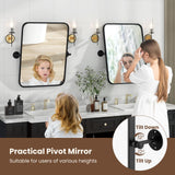 Tangkula 30 x 22 Inch Pivot Wall-Mounted Mirror, Tilting Bathroom Mirror w/Shatter-Proof Film