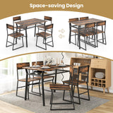 Tangkula 5 Piece Dining Table Set for 4, Kitchen Table and Chairs with 4 Trapezoid Chairs & Storage Rack