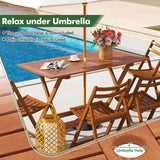 Tangkula Solid Wood Folding Bistro Table with Teak Painting