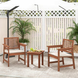 Tangkula 3-Piece Patio Furniture Set, Outdoor Bistro Set w/2 Seat Cushions, Coffee Table