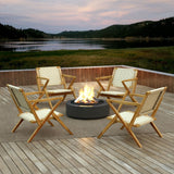 Tangkula Teak Wood Outdoor Dining Chair for Living Room