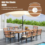 Tangkula 9 Pieces Patio Dining Set, Outdoor Acacia Wood Table and Chairs with Soft Cushions and 1.9” Umbrella Hole