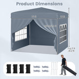 Tangkula 10x10 FT Pop Up Canopy Outdoor Canopy Tent with 4 Removable Sidewalls