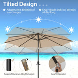 TANGKULA 10FT Solar Umbrella, Patio Umbrella with 112 LED Lights