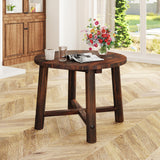 Tangkula Patio End Table with Solid Wood Structure