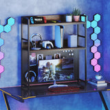 Tangkula Desktop Bookshelf Multipurpose 2-Tier Desk Hutch with Pegboard