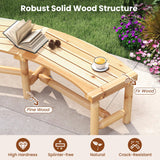 Tangkula Patio Curved Bench Solid Wood Fire Pit Bench