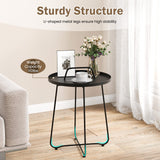Tangkula Outdoor Side Table with Handle, 18" Round Small Coffee Accent Table for Indoor & Outdoor