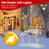 Tangkula 6 FT Lighted Christmas Reindeer, 3D Buck Xmas Decoration with 300 Warm White LED Lights