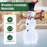 Tangkula 4.8 FT Christmas Lighted Snowman with Red Birds, Indoor/Outdoor Pre-Lit Xmas Snowman with 120 LED Lights