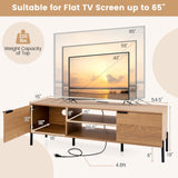 Tangkula 2-Door TV Stand with Charging Station for TVs up to 65”