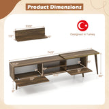 Tangkula Farmhouse TV Stand with 2 Wall Shelves